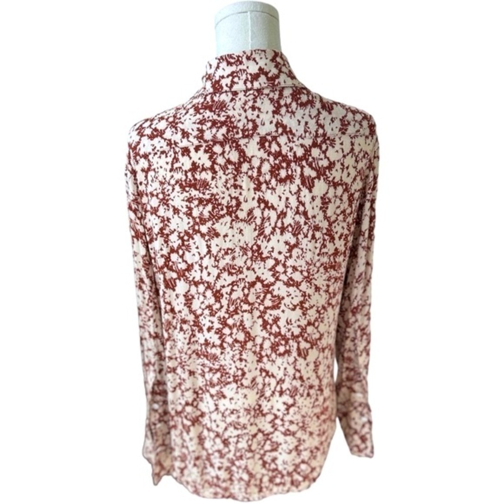 Jonathan Simkhai ✘ Floral-Print Long Sleeve Button Collared Shirt, Sienna, S - Picture 3 of 8
